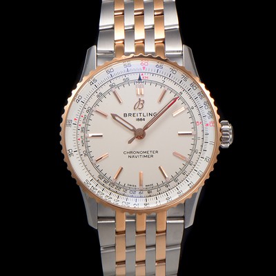 미러급 브라이틀링 남성용 네비타이머 U17329F41G1U1 크로노그래프 18K 로즈골드 오토매틱 2824 타입 41mm 메탈줄 화이트 다이얼 bre6039 Ⅳ