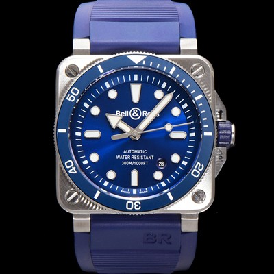 미러급 벨엔로즈 남성용 인스트루먼트03 BR03A-D-BLU-STSRB 오토매틱 9015타입 42mm 우레탄줄 블루 다이얼 bel4115 Ⅳ