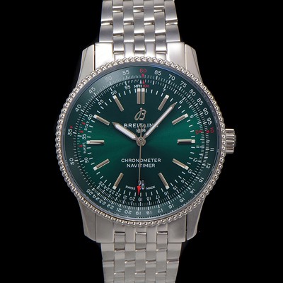 미러급 브라이틀링 남성용 네비타이머 A17326361L1A1 크로노그래프 오토매틱 2824 타입 41mm 메탈줄 그린 다이얼 bre6033 Ⅳ