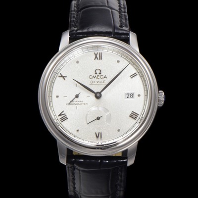 미러급 오메가 남성용 드빌 424.13.40.21.02.005 프레스티지 코-액시얼 39.5mm 오토매틱 Cal.2627 타입 실버 선버스트 다이얼 omg0167 Ⅳ