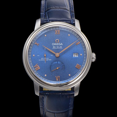 미러급 오메가 남성용 드빌 424.13.40.21.03.003 프레스티지 코-액시얼 39.5mm 오토매틱 Cal.2627 타입 블루 선버스트 다이얼 omg0170 Ⅳ