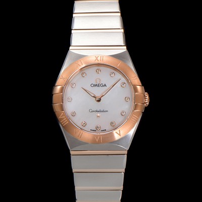 미러급 오메가 여성용 컨스틀레이션 131.20.28.60.55.001 로즈골드 28mm 쿼츠 무브먼트 화이트 자개 다이얼 omg0153 Ⅳ