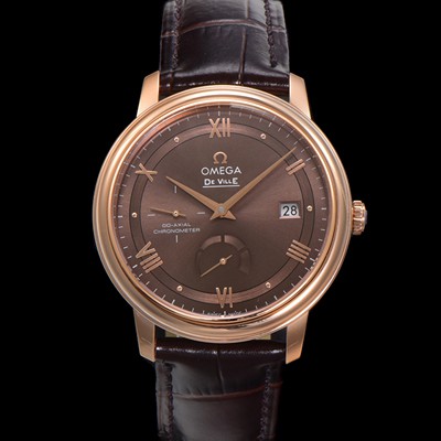 미러급 오메가 남성용 드빌 424.23.40.21.13.001 프레스티지 코-액시얼 39.5mm  18K 로즈골드 오토매틱 Cal.2627 타입 빈티지 브라운 다이얼 omg0174 Ⅳ
