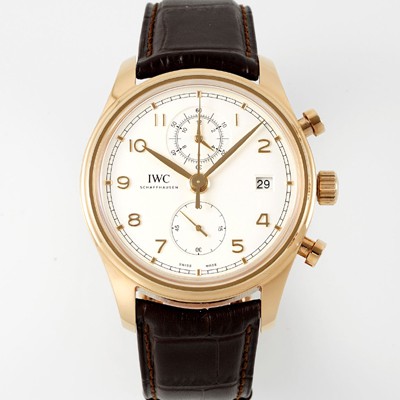 미러급 아이더블유씨 남성용 포루투기즈 IW390301 18k 로즈골드 42mm 크로노그래프 오토매틱 무브먼트 화이트 다이얼 iwc4096 Ⅳ