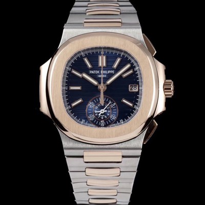 미러급 파텍필립 남성용 노틸러스 5980/1AR-001 18k 로즈골드 오토매틱 Cal.CH 28-520 C 타입 40.5mm 메탈줄 블루 다이얼 pat2227 Ⅳ