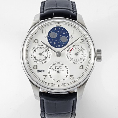 미러급 아이더블유씨 남성용 포루투기즈 IW503406 퍼페추얼 캘린더 더블 문 플래티넘 44mm 오토매틱 무브먼트 화이트 다이얼 iwc4104 Ⅳ