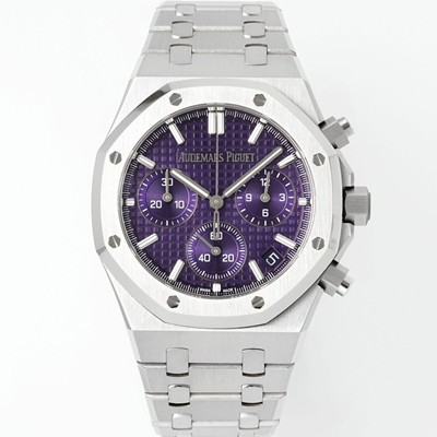 미러급 오데마피게 남성용 로얄오크 26240BC.OO.1320BC.01 크로노그래프 41mm 오토매틱 Cal.4401 타입 퍼플 와플 다이얼 aud6555 Ⅳ