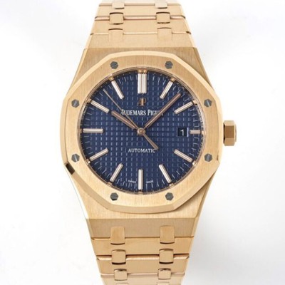 미러급 오데마피게 남성용 15400OR.OO.1220OR.03 로얄오크 18k 로즈골드 41mm 오토매틱 Cal.3120무브먼트 블루 와플 다이얼 aud6537 Ⅳ