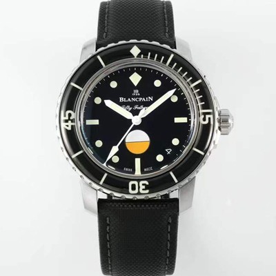 미러급 블랑팡 남성용 피프티 패덤즈 MIL-SPEC 캔버스 5008-1130-B52A 40mm 오토매틱 Cal.1151타입 블랙 다이얼 bla4212 Ⅳ
