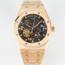 미러급 오데마피게 남성용 하이엔드 로얄오크 15407OR.OO.1220OR.01 더블 밸런스 휠 오픈워크 18k 로즈골드 41mm 오토매틱 Cal.3132무브먼트 스켈레톤 다이얼 AUD0242 Ⅳ