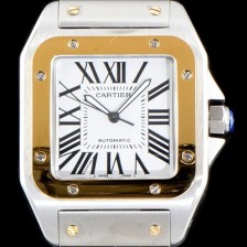 미러급 까르띠에 남성용 산토스 시리즈 100 W200728G 베스트 에디션 18k 옐로골드 투톤콤비 화이트 다이얼 브레이슬릿 오토매틱 무브먼트 CAR0009 Ⅳ