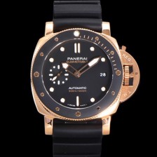 미러급 파네라이 남성용 서브머시블 골드테크™ PAM02164 오토매틱 Cal P. 900 타입 42mm 18K 로즈골드 우레탄 블랙 다이얼 pan5209 Ⅳ