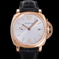 미러급 파네라이 남성용 루미노르 듀 골드텍 PAM01336 42미리 오토매틱 Cal.P.900 타입 18K 로즈골드 화이트 다이얼 pan5196 Ⅳ