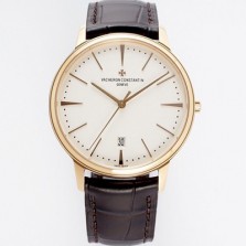 미러급 바쉐론콘스탄틴 남성용 패트리모니 85180/000R-9248 셀프 와인딩 드레스 워치!! 18K 로즈골드 케이스 화이트 다이얼 오토매틱 무브먼트 VAC0215 Ⅳ