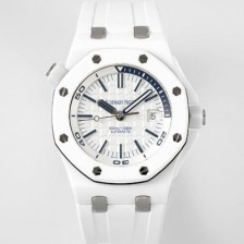 미러급 오데마피게 남성용 로얄오크 오프쇼어 15707CB.OO.A010CA.01 오토매틱 Cal.3120 타입 화이트 세라믹소재  42mm 우레탄줄 민트 화이트다이얼 aud5219 Ⅳ