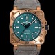 미러급 벨앤로즈 남성용 BR03-92 다이버 브론즈 소재 오토매틱 9015 타입 42mm 가죽줄 그린 다이얼 bel4101 Ⅳ