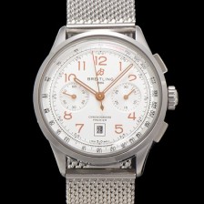 미러급 브라이틀링 남성용 프리미에르 AB0145211G1P1 크로노그래프 7750 타입 오토매틱 42mm 메쉬밴드 화이트 다이얼 bre6018 Ⅳ