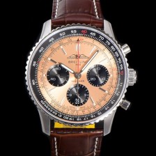 미러급 브라이틀링 남성용 네비타이머 AB0138241K1P1 크로노그래프 ETA7750-2 타입 오토매틱 43mm 가죽줄 핑드골드 다이얼 bre5993 Ⅳ