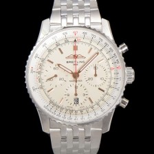 미러급 브라이틀링 남성용 네비타이머 AB0139211G1P1 크로노그래프 ETA7750-2 타입 오토매틱 43mm 메탈줄 화이트 다이얼 bre6003 Ⅳ