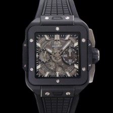 미러급 휴블렛 남성용 스퀘어 뱅 유니코 821.CI.0170.RX 스켈레톤 다이얼 티타늄 에디션 세라믹 42미리 오토매틱 무브먼트 우레탄 러버밴드 hub2135 Ⅳ