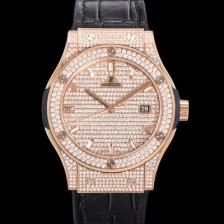 미러급 휴블렛 남성용 클래식 퓨전 565.OX.9010.LR.1704 다이아몬드 셋팅 큐빅/보석 다이얼 18K로즈골드 42미리 오토매틱 2892 타입 가죽/우레탄 믹스밴드 hub2127 Ⅳ