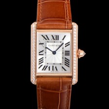 미러급 까르띠에 여성용 신상 탱크 WJTA0038 큐빅베젤 실버 다이얼 33.7mm 로즈골드 악어가죽 쿼츠 무브먼트 car69357 Ⅳ