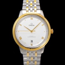 미러급 오메가 남성용 드빌 프레스티지 434.20.40.20.02.002 오토매틱 Cal.8800타입 40mm 18K 옐로우골드 메탈줄 화이트 다이얼 omg20218 Ⅳ