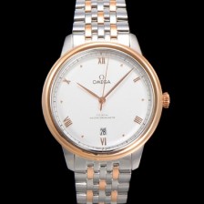 미러급 오메가 남성용 드빌 프레스티지 434.20.40.20.02.001 오토매틱 Cal.8800타입 40mm 18K 로즈골드 메탈줄 화이트 다이얼 omg20214 Ⅳ