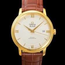 미러급 오메가 남성용 드빌 프레스티지 424.53.40.20.02.002 오토매틱 Cal.2500타입 39.5mm 18K 옐로우골드 가죽줄 화이트 다이얼 omg20206 Ⅳ