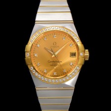 미러급 오메가 남성용 컨스틀레이션 123.25.38.21.58.001 18k 옐로우골드 다이아몬드 세팅 베젤 38mm 오토매틱 8500타입 샴페인 다이얼 omg0158 Ⅳ