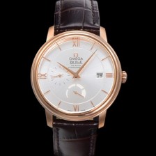 미러급 오메가 남성용 드빌 424.53.40.21.02.001 프레스티지 코-액시얼 39.5mm  18K 로즈골드 오토매틱 Cal.2627 타입 실버 다이얼 omg0175 Ⅳ