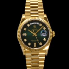 미러급 로렉스 남성용 New 데이데이트 m128238-0069 무게173g 18K 옐로우골드 프레지던트 36mm 오토매틱 Cal.2836-2 타입 다이아몬드 그린 옴브레 다이얼 rol5408 Ⅳ