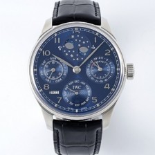 미러급 아이더블유씨 남성용 포루투기즈 IW503401 퍼페추얼 캘린더 더블 문 44mm 오토매틱 무브먼트 블루 다이얼 iwc4105 Ⅳ