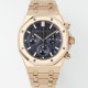 미러급 오데마피게 남성용 로얄오크 26240OR.OO.1320OR.05 크로노그래프 18K 로즈골드 41mm 오토매틱 Cal.4401 타입 블루 와플 다이얼 aud6556 Ⅳ