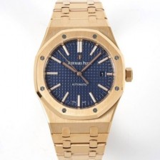 미러급 오데마피게 남성용 15400OR.OO.1220OR.03 로얄오크 18k 로즈골드 41mm 오토매틱 Cal.3120무브먼트 블루 와플 다이얼 aud6537 Ⅳ