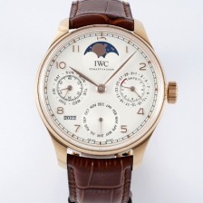 미러급 아이더블유씨 남성용 포루투기즈 IW502306 퍼페추얼 캘린더 싱글 문 44mm 18k 로즈골드 오토매틱 무브먼트 화이트 다이얼 iwc4108 Ⅳ