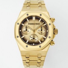 미러급 오데마피게 남성용 로얄오크 26240BA.OO.1320BA.02 크로노그래프 18K 옐로우골드 41mm 오토매틱 Cal.4401 타입 스모크 샴페인 와플 다이얼 aud6559 Ⅳ