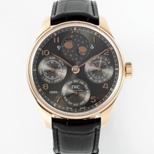 미러급 아이더블유씨 남성용 포루투기즈 IW503404 퍼페추얼 캘린더 더블 문 44mm 18k 로즈골드 오토매틱 무브먼트 그레이 다이얼 iwc4111 Ⅳ