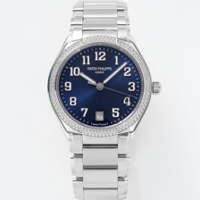 미러급 파텍필립 여성용 트웬티-포 티파니 7300/1200A-001 다이아몬드 36mm 오토매틱 Cal.324 타입 블루 다이얼 pat2230 Ⅳ