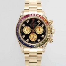 미러급 로렉스 남성용 데이토나 레인보우 116598 RBOW 크로노그래프 18K 옐로우골드 40mm 오토매틱 Cal.4130타입 블랙 다이얼 rol5432 Ⅳ