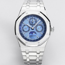 미러급 오데마피게 남성용 로얄오크 26574 퍼페츄얼 캘린더 문페이즈 41mm 아이스블루 다이얼 신형 5134 오토매틱 무브먼트 aud4210 Ⅳ