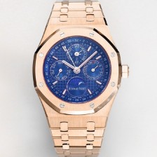 미러급 오데마피게 남성용 로얄오크 26574 퍼페츄얼 캘린더 문페이즈 18K 로즈골드 41mm 블루 다이얼 신형 5134 오토매틱 무브먼트 aud4212 Ⅳ